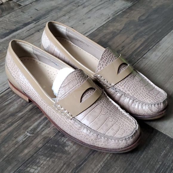 Cole Haan Laurel Maple Sugar Leather Croc Loafers - Picture 3 of 13